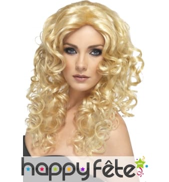 Perruque boucles glamour blonde