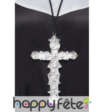 Pendentif croix avec cordon noir