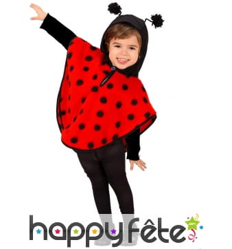 Poncho coccinelle avec capuche, pour enfant