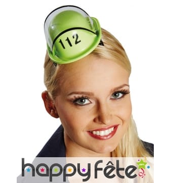 Petit casque de pompier vert pour femme