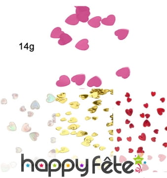 Petits confettis en forme de coeurs métallisés