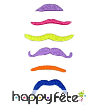 Pack de 6 moustaches fluos assort.