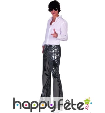 Pantalon disco argenté uni pour homme