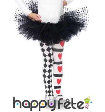 Paire de collants arlequin reine de coeur enfant