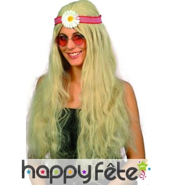 Perruque de hippie mixte blonde et marguerite