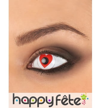 Paire de lentilles coeur rouge