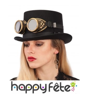 Paire de lunettes steampunk noires et dorées