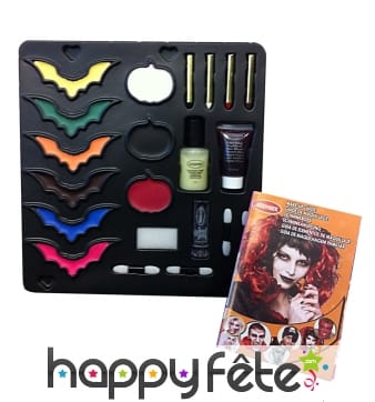 Palette de maquillage d'halloween et accessoires