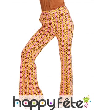 Pantalon disco psychedelique orange femme