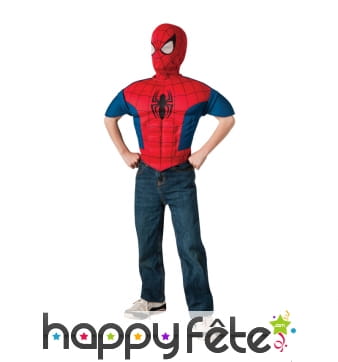 Plastron et cagoule de spiderman pour enfant