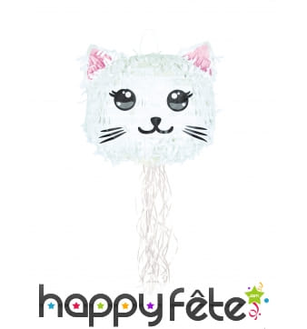 Pinata en forme de tête de chat Kawaii blanc, 38cm