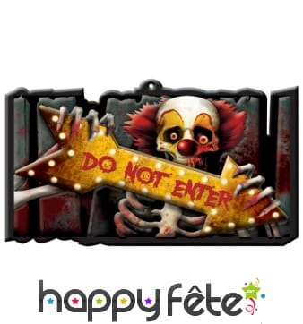 Panneau Halloween Do Not Enter clown squelette