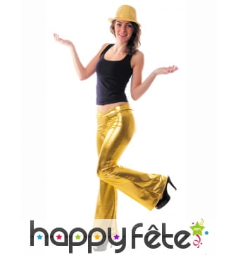 Pantalon holographique doré pour femme