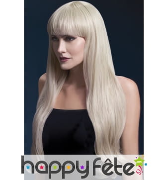 Perruque long cheveux naturel blonde avec frange