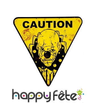 Panneau signalétique Caution clown sur fond jaune