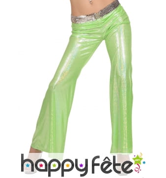 Pantalon vert holographique disco pour femme