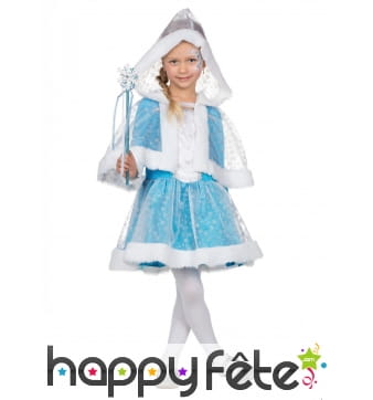 Robe avec cape de princesse des neiges pour enfant