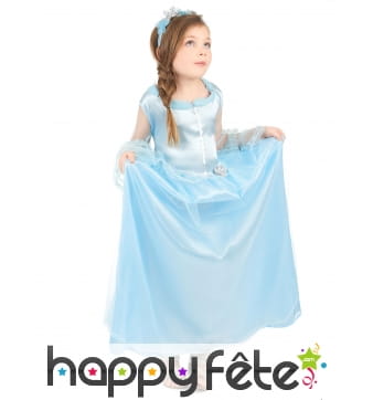 Robe de petite princesse bleue avec serre tête