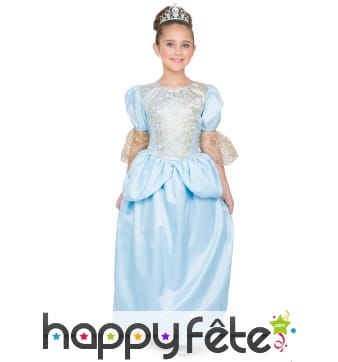 Robe de petite princesse bleue avec tiare