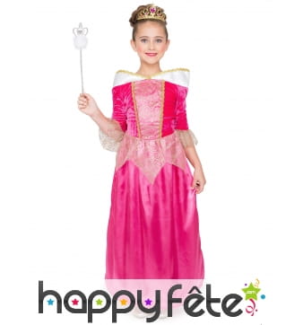 Robe de petite princesse rose avec tiare