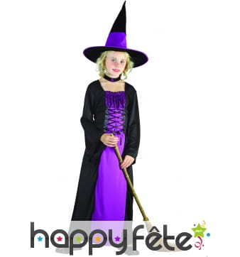 Robe de petite sorcière noire et violette