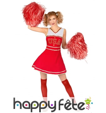 Robe de pompom girl rouge USA pour femme