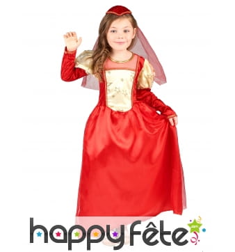 Robe de princesse médiévale rouge pour enfant