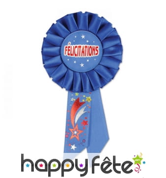 Rosette félicitations, bleue