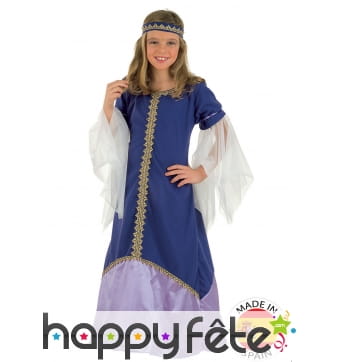 Robe médiévale violette de reine pour enfant