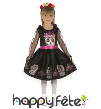 Robe noire Dia de los muertos pour enfant