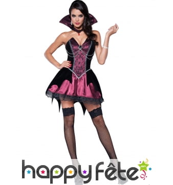 Robe premium de Vampire rose avec corset