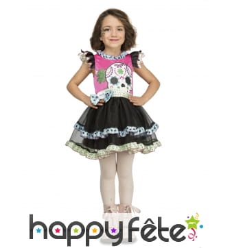 Robe tutu Dia de los muertos pour fille