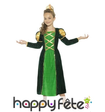 Robe verte de princesse médiévale pour enfant