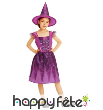 Robe violette de sorcière pour enfant