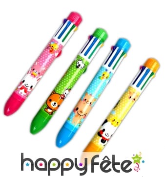 Stylo 8 couleurs décorés pour enfant