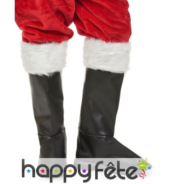 Sur-bottes noires de père noël avec fourrure