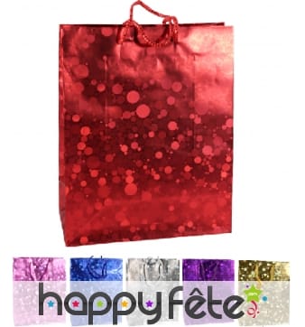 Sac cadeau holographique mat 25.6 x 12.5 x 32 cm