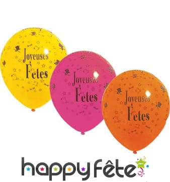 Sachet de 10 ballons joyeuses fêtes