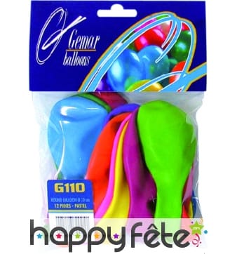 Sachet de 12 ballons multicolores