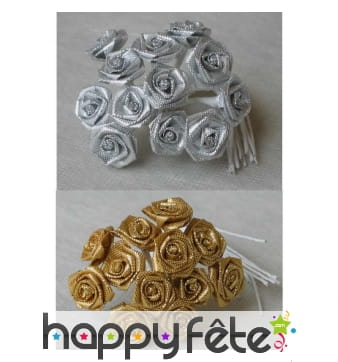 Sachet de 12 petites roses en lurex, décoratives