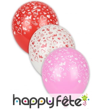 Sachet de 8 Ballons motifs petits coeurs