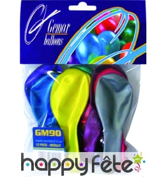 Sachet de10 ballons métal multicolore