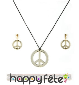 Set de bijoux peace and love et bandeau