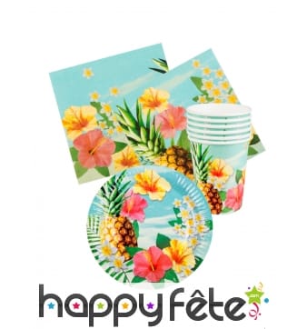 Set de vaisselle jetable tropicale