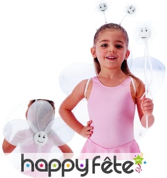 Set fleur pour enfant couleur blanche.