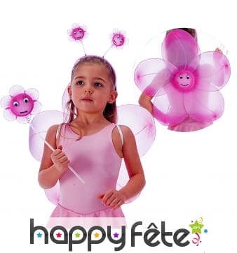 Set fleur pour enfant couleur rose.