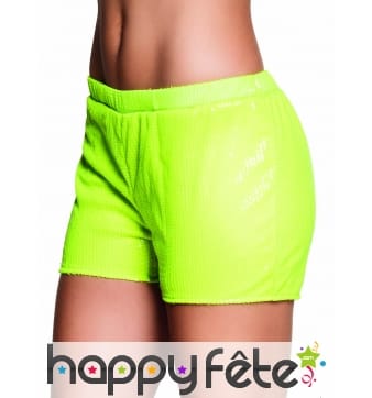 Shorty jaune fluo recouvert de sequins