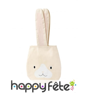 Sac tête de lapin beige en tissus de 34 cm