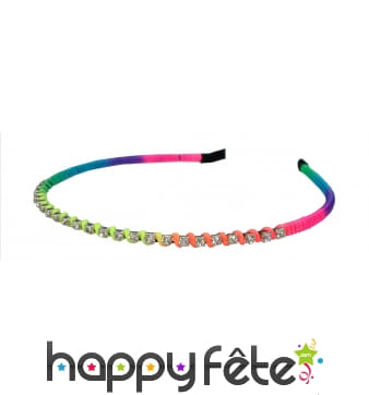 Serre-tête fluo avec strass pour enfant