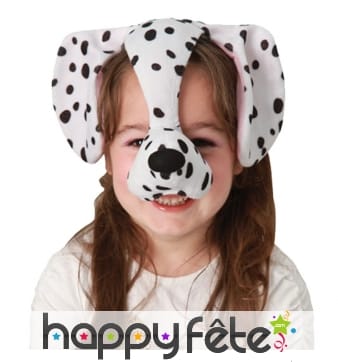 Serre-tête oreilles de dalmatien avec nez, enfant